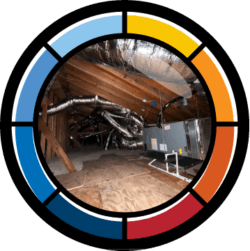 furnace in attic with lots of ducts